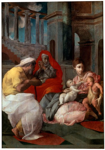 जॉन द बैपटिस्ट और सेंट एलिजाबेथ के साथ पवित्र परिवार, 1541 द्वारा फ्रांसेस्को प्रिमैटिक्सियो