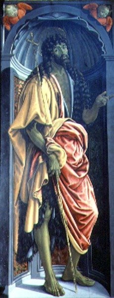 सेंट जॉन द बैपटिस्ट, सैक्रामेंट्स के टैबरनेकल से साइड पैनल, c.1484-6 (पैनल पर तापमान) (94757 से विस्तार) द्वारा फ्रांसेस्को और रैफेलो बोटिसिनी