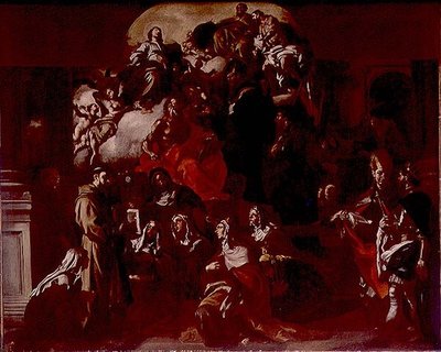 मैडोना और संतों के साथ पवित्र त्रिमूर्ति, c.1705 (कैनवास पर तेल) द्वारा फ्रांसेस्को सोलिमेना