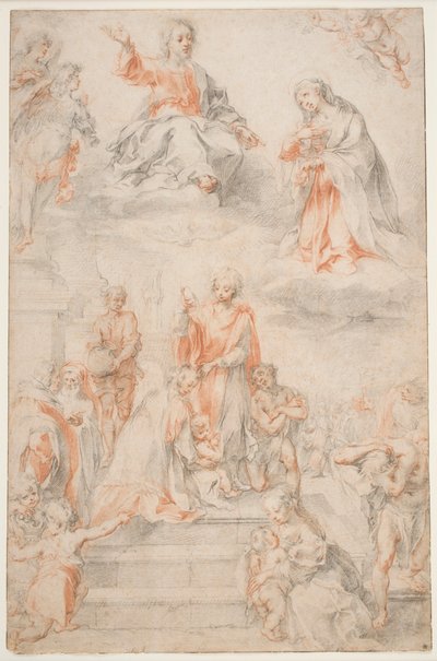 सेंट एंसानो बैपनाइजिंग द साइनेस, c.1593 (कागज पर चाक) द्वारा फ्रांसेस्को वन्नी