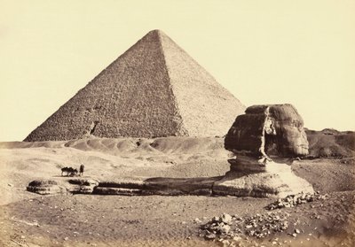 गीज़ा और स्फिंक्स, मिस्र का महान पिरामिड। 19 वीं सदी। द्वारा Francis (after) Frith