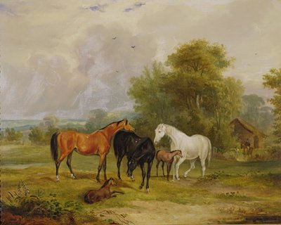 घोड़ों की चराई: एक खेत में मरस और पन्नी द्वारा Francis Calcraft Turner