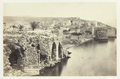 टाउन एंड लेक ऑफ़ तिबरियास, दक्षिण से, 1857। द्वारा फ्रांसिस फ्रिथ
