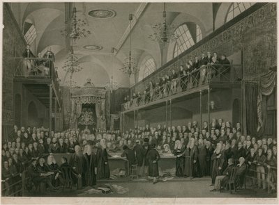 1820 में महत्वपूर्ण जांच के दौरान हाउस ऑफ लॉर्ड्स, वेस्टमिंस्टर, लंदन का इंटीरियर द्वारा फ्रांसिस फिलिप स्टेफ़ानॉफ़