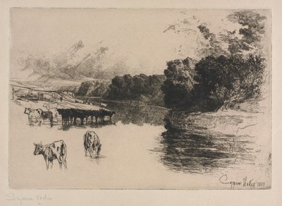 एक लंकाशायर नदी, 1881। द्वारा फ्रांसिस सीमोर हैडेन