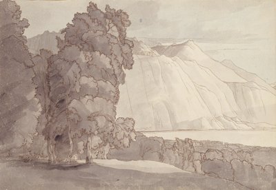 लैंडस्केप (जिनेवा झील) (कलम और स्याही और कागज पर धोना) द्वारा फ्रांसिस टाउने