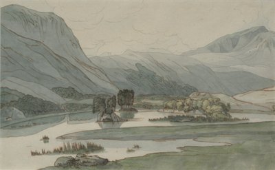 ग्रासियर हिल्स के साथ Rydal Water, 1786 (कागज पर पेन और स्याही और wc वाली पेंसिल) द्वारा फ्रांसिस टाउने