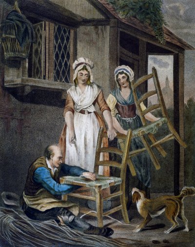 लंदन, यूनाइटेड किंगडम में क्राईज़ से फ्रांसिस व्हीटली (1747-1801) द्वारा उत्कीर्ण विकर कुर्सी की सीटें बनाना द्वारा फ्रांसिस व्हीटली