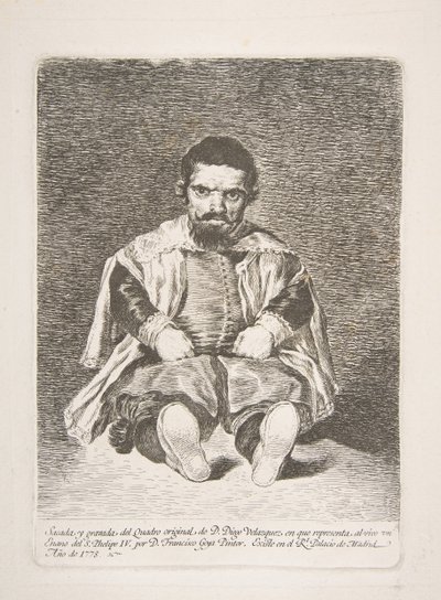 एक बौना एक बौना है जिसे डिएगो वेलज़कज़, 1778 के बाद एल प्रिमो के रूप में जाना जाता है। द्वारा फ़्रांसिस्को डी गोया