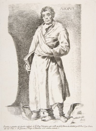 ऐज़ोप ऐसोपस, व्लाज़केज़ के बाद एचिंग से, 1778। द्वारा फ़्रांसिस्को डी गोया