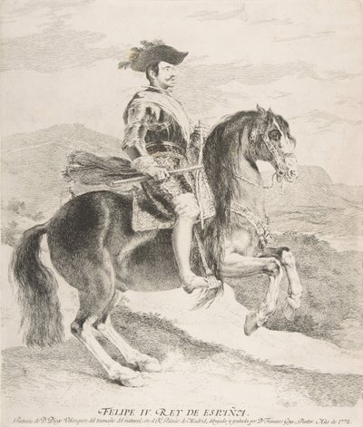 वेलज़कज़, 1778 के बाद घोड़े पर फिलिप IV। द्वारा फ़्रांसिस्को डी गोया