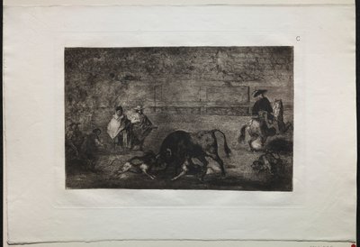 बुलफाइट्स: द डॉग लेट लूज ऑन द बुल, 1876। द्वारा फ़्रांसिस्को डी गोया