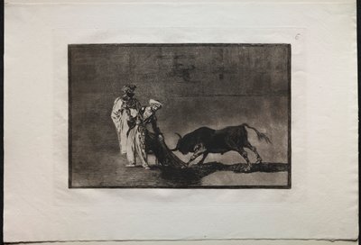 बुलफाइट्स: द माउर्स मेक अ वल प्ले अ रिंग इन द बुल कॉलिंग विथ द बर्नस, 1876। द्वारा फ़्रांसिस्को डी गोया