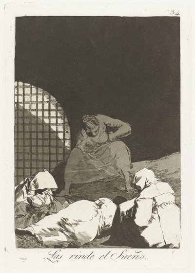 द ड्रीम सरेंडर्स देम (ऑब्जेक्ट पर शीर्षक) द कैप्रीचोस (श्रृंखला शीर्षक) द्वारा फ़्रांसिस्को डी गोया