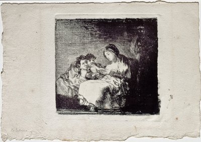 दो बच्चों को पढ़ने वाली महिला ले लेकुरा, 1819-1825 द्वारा फ़्रांसिस्को डी गोया
