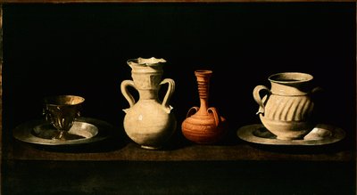 अभी भी जीवन जग, बर्तन। फ्रांसिस्को डी ज़ुर्बरन (1598-1664) 1633 सन द्वारा पेंटिंग। 46x84 सेमी मैड्रिड, प्राडो संग्रहालय द्वारा फ्रांसिस्को डी ज़बरन