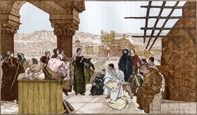 पियरे एबेलार्ड या एबेलार्ड (1079-1142), फ्रांसीसी दार्शनिक और धर्मशास्त्री और सैंट जेनेवीव पर्वत पर उनका स्कूल। फ्रेंकोइस फ्लेमेंग द्वारा फ्रेस्को से। द्वारा फ्रेंकोइस (बाद) फ्लेमेंग