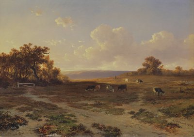गायों के साथ हीथ लैंडस्केप, 1852 द्वारा Francois Auguste Ortmans