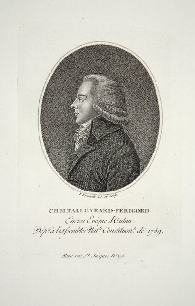 M.Talleyrand-Perigord, Autun के धूप बिशप, पब। 1791 द्वारा फ्रेंकोइस बोनेविले