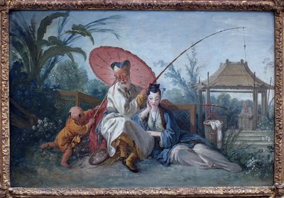 चिनोइसेरी। फ्रेंकोइस बाउचर (1703-1770) द्वारा कलाकृति, कैनवास पर कागज़ के मरोफ़ल पर तेल, लगभग 1750। कला फ़्रैंकैस 18वीं शताब्दी। ललित कला संग्रहालय रॉटरडैम (नीदरलैंड)। द्वारा फ्रांकोइस बाउचर