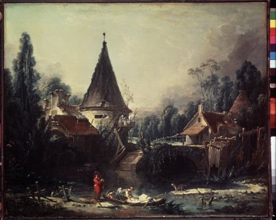 quot;ब्यूवैस के पास का परिदृश्यquot; फ़्राँस्वा बाउचर (1703-1770) द्वारा लगभग 1740 में बनाई गई पेंटिंग, आयाम 49x58 सेमी. हर्मिटेज म्यूज़ियम, सेंट पीटर्सबर्ग (सेंट पीटर्सबर्ग) द्वारा फ्रांकोइस बाउचर
