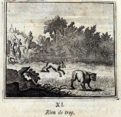 कुछ ज्यादा नहीं। जीन डे ला फोंटेन द्वारा दंतकथाएं (1621-95)। फ्रांकोइस चौवेउ (1613-1676) द्वारा चित्रण। 1728 का संस्करण। द्वारा फ्रेंकोइस चौवेउ