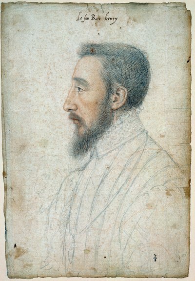 हेनरी द्वितीय, फ्रांस के राजा (1519 - 1559) का पोर्ट्रेट, लगभग 1547। क्लोएट फ्रेंकोइस द्वारा एक रक्त और काले पत्थर का चित्रण (1515-1572) द्वारा फ्रांकोइस क्लाउड