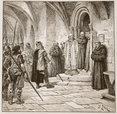स्विन HDM Spence-Jones, पब द्वारा &39;द चर्च ऑफ इंग्लैंड: ए हिस्ट्री फॉर द पीपल&39; से चित्रण, फिरौती मांग रहा है। c.1910 (सीपिया फोटो) द्वारा फ्रेंकोइस एडोर्ड ज़िएर