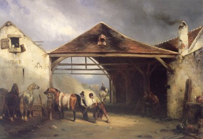 घोड़े पर जूता मारने वाला एक फरिश्ता द्वारा Francois Emile de Lansac
