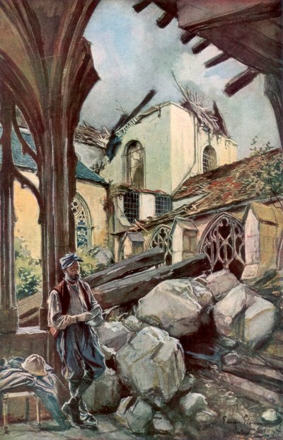 वर्दुन, फ्रांस, 1916 जून 1926 के क्लिस्टर और कैथेड्रल। द्वारा फ़्राँस्वा फ्लेमेंग