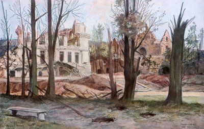 एक घर के अवशेष, सौपिर, प्रथम विश्व युद्ध, अप्रैल 1917। द्वारा फ़्राँस्वा फ्लेमेंग