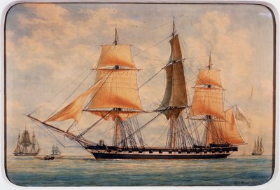 कार्वेट ला फेवरिटा, फ्रेंकोइस रॉक्स द्वारा जल रंग (1811-1882), फ्रांस द्वारा फ्रेंकोइस ज्योफरो रॉक्स