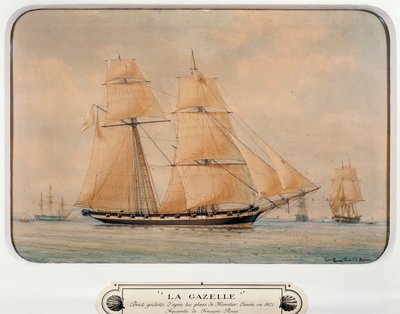 फ्रेंकोइस रॉक्स (1811-1882), वॉटरकलर, फ्रांस द्वारा द स्कूनर ला गज़ेल द्वारा फ्रेंकोइस ज्योफरो रॉक्स