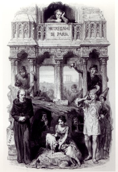 अगस्टे फ्रैंकोइस गार्नियर, 1844 द्वारा उत्कीर्ण विक्टर ह्यूगो (1802-85) द्वारा &39;नोट्रे डेम डे पेरिस&39; (1831) द्वारा फ्रेंकोइस जोसेफ एइम डी लेमुद