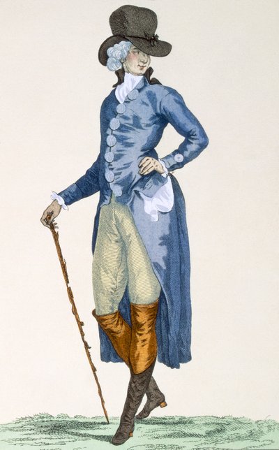 एक विस्तृत नीले कोट में रॉयल हाउस के मास्टर, Le Beau द्वारा उत्कीर्ण, &39;Galeries des Modes et Costumes Francais&39;, c.1778-87 द्वारा फ्रेंकोइस लुइस जोसेफ वत्तु