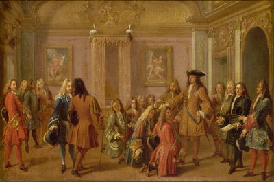 लुइस XIV, वर्सेल्स द्वारा 8 मई, 1693, 1710 को नाइट्स ऑफ सेंट लुइस का पहला प्रचार। द्वारा फ्रेंकोइस मारोट