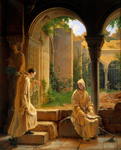 मठ में भिक्षु। फ्रेंकोइस रिचर्ड फ्लेरी द्वारा पेंटिंग (1777-1852) द्वारा फ्रेंकोइस रिचर्ड फ्लेरी