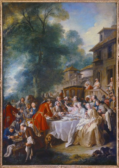 दोपहर का शिकार शिकार। जीन फ्रेंकोइस डी ट्रॉय द्वारा पेंटिंग (1679-1752) द्वारा फ्रेंकोइस डे ट्रॉय