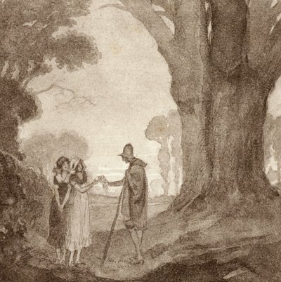 मैथ्यू अर्नोल्ड द्वारा द स्कॉलर-जिप्सी के लिए चित्रण (रंगीन लिथो) द्वारा फ्रैंक एडम्स