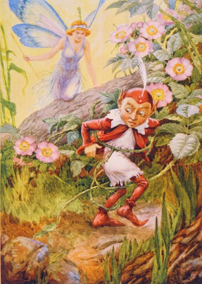 माइकल ड्रेटन (1563-1631) द्वारा &39;निम्फिडिया&39; से निम्फिडिया और पक को एम। डोरोथी बेलग्रावे और हिल्डा हार्ट द्वारा &39;चिल्ड्रन स्टोरीज फ्रॉम द पोयट्स&39; में चित्रित किया गया द्वारा फ्रैंक एडम्स
