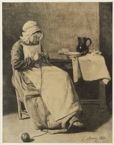 नौकर बुनाई, 1861 द्वारा फ्रांकोइस बोनविन