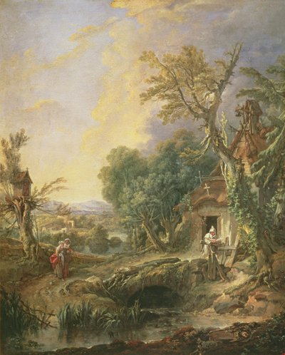 एक हेमीट के साथ लैंडस्केप, 1742 द्वारा फ्रांकोइस बाउचर