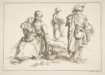 रेखाचित्रों की शीट, 1753। द्वारा फ्रांकोइस बाउचर