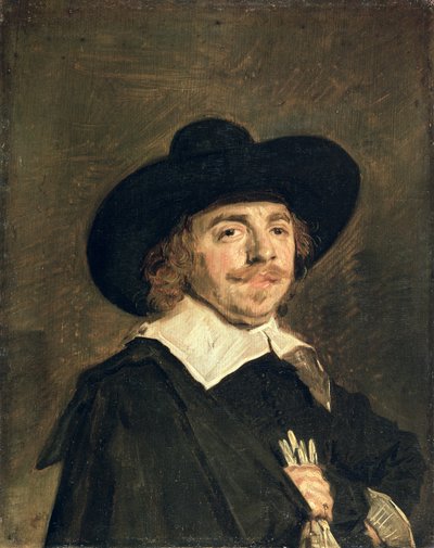 मैन होल्डिंग दस्ताने का एक छोटा पोर्ट्रेट, c.1642 द्वारा फ्राँस हल्स