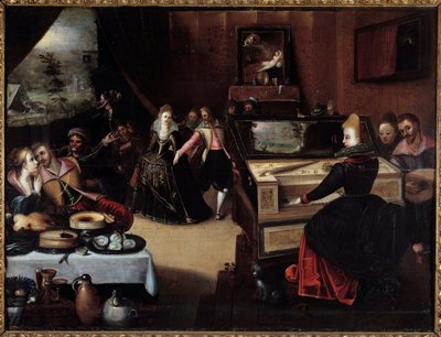 फ्रान्स (फ्रेंकोइस (फ्रांज) पौरबस ल'ऐन (1545-1581) (ई.फ्लैम।) द्वारा 16 वीं शताब्दी के निम्स म्यूसी डेस बीक्स आर्ट्स द्वारा द प्रोडिगल चाइल्ड इन कोर्टेसन पेंटिंग द्वारा फ्राँस आई पूराबस