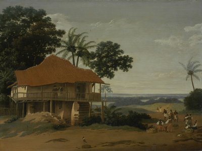 ब्राजील के लैंडस्केप विथ ए वर्कर हाउस, c.1655 (लकड़ी पर तेल) द्वारा फ़्रैन की पोस्ट