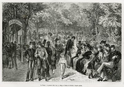 द प्रेटर: द ग्रेट वॉकवे। 1881 में, एडौर्ड चार्टन (1807-1890) के निर्देशन में, टूर डू मोंडे में प्रकाशित, एम. न्यूलिंस्की द्वारा, वियना और उसके उपनगरों की कहानी को चित्रित करने के लिए कोलार्ज़ द्वारा उत्कीर्णन द्वारा फ्रांज (बाद में) कोल्ज़