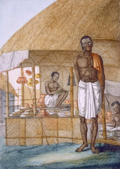 &39;द हिंदू, या उनके मैनर्स, कॉस्टयूम और सेरेमनी का विवरण&39; से दुकानदार, केले और अनाज बेचने वाले दुकानदार द्वारा फ्रांज बल्थजार सोल्विनस