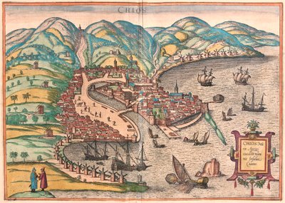 Chios या Chio, ग्रीस (उत्कीर्णन द्वारा फ्रांज होजेनबर्ग