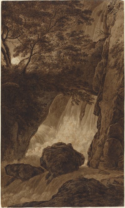 चांदनी रात में झरना द्वारा फ्रांज इनोसेंज़ जोसेफ कोबेला